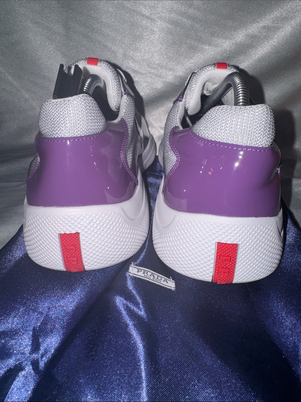 Prada Men's Purple and White Low-Top Lace-Up Sneakers!🔥New! Size: 11us - Picture 9 of 11